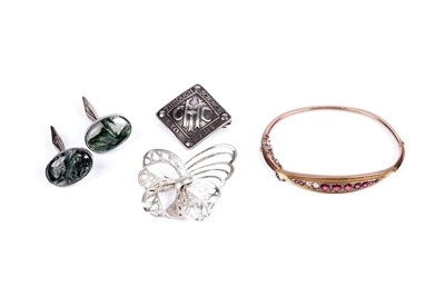 Lot 98 - An early 20th Century 9ct gold bangle; and other items