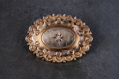 Lot 2 - A Victorian Etruscan Revival diamond brooch on 15ct gold