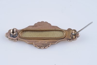 Lot 1 - A Victorian Etruscan Revival seed pearl and paste cannetille bar brooch