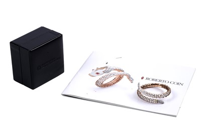 Lot 923 - Roberto Coin: a Snake Collection diamond and gold torque bracelet
