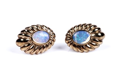 Lot 82 - A pair of opal stud earrings