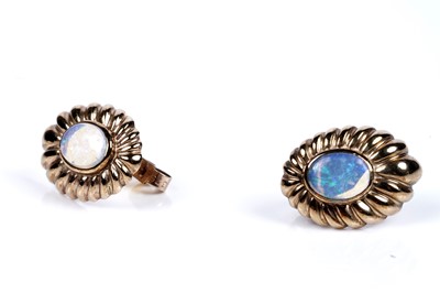 Lot 82 - A pair of opal stud earrings