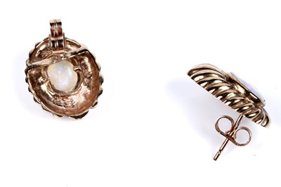 Lot 82 - A pair of opal stud earrings