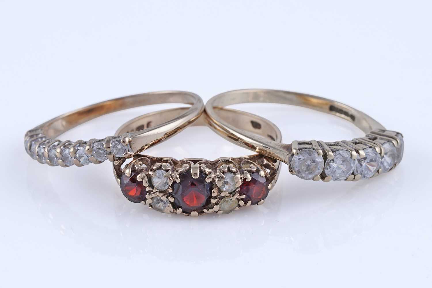 Lot 96 - Three rings set on 9ct gold