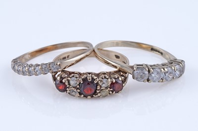 Lot 96 - Three rings set on 9ct gold