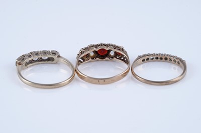 Lot 96 - Three rings set on 9ct gold