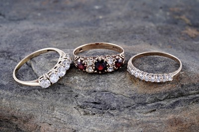 Lot 96 - Three rings set on 9ct gold