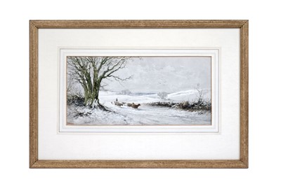 Lot 75 - Florence M. Pearson - Sheep in a snowy landscape | watercolour