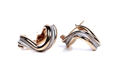 Lot 128 - A pair of 9ct yellow and white gold earrings