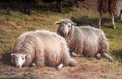 Lot 1 - Charles "Sheep" Jones - Sheep on a hill | oil