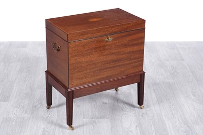 Lot 78 - A Georgian style inlaid mahogany and satinwood banded cellarette