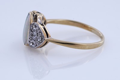 Lot 61 - An Edwardian Art Nouveau opal and diamond ring