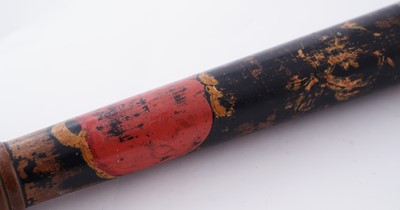 Lot 94 - A Victorian painted truncheon, by Field of Holborn; and a pair of wrought iron handcuffs