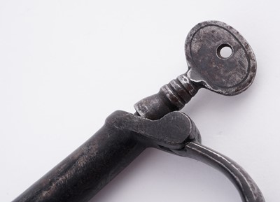 Lot 94 - A Victorian painted truncheon, by Field of Holborn; and a pair of wrought iron handcuffs