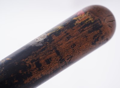 Lot 94 - A Victorian painted truncheon, by Field of Holborn; and a pair of wrought iron handcuffs