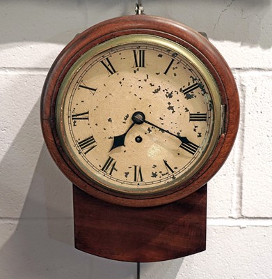 Lot 198 - An early 20th Century mahogany single fusee drop dial wall clock