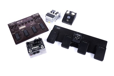 Lot 202 - Four Guitar pedals; and a blue tooth controller
