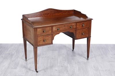 Lot 96 - An Edwardian inlaid mahogany and satinwood banded desk/washstand