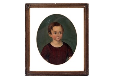 Lot 25 - Mid 19th Century British School - Young girl in a red fan-pleated bodice | oil