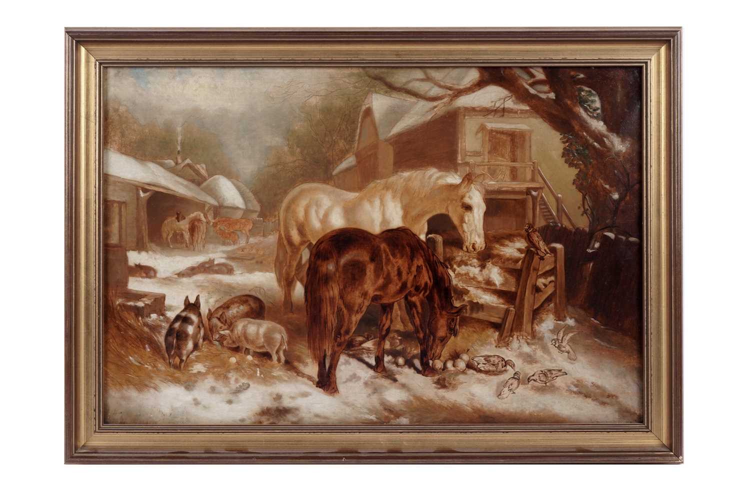 Lot 646 - After James Merritt Ives / Nathaniel Currier - The Straw-yard, Winter | oil