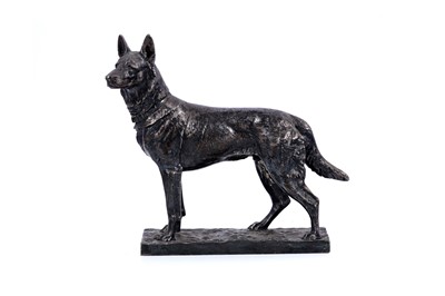 Lot 219 - A late 19th Century silverplated statuette of a German Shepherd