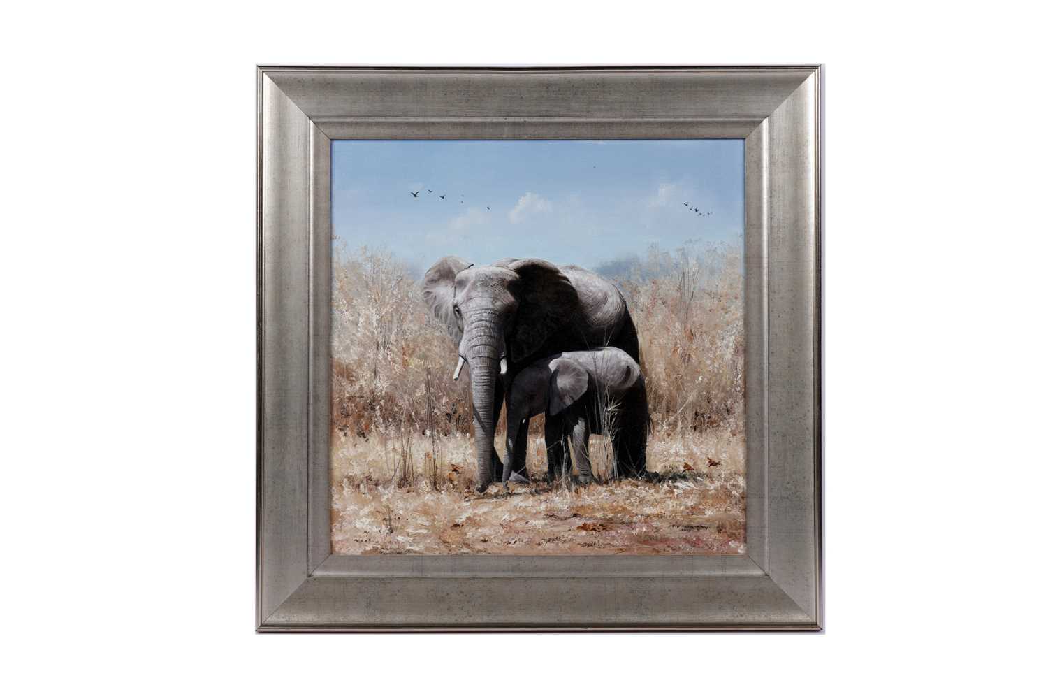 Lot 725 - Pip McGarry - Elephants in Botswana | oil
