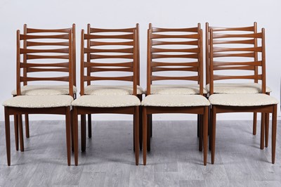 Lot 146 - A set of eight teak ladder back dining chairs