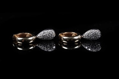 Lot 16 - A contemporary pair of diamond pendant earrings
