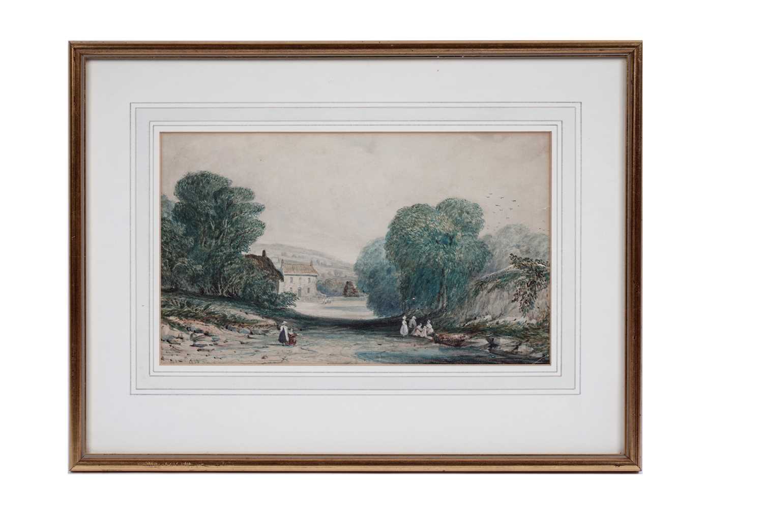 Lot 669 - William Smith - British countryside landscape with figures | watercolour