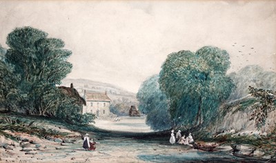 Lot 669 - William Smith - British countryside landscape with figures | watercolour