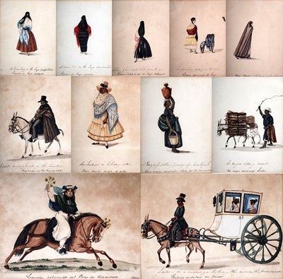 Lot 657 - Early 19th Century British School - Ten studies in the costume and customs of Peru | c.1830