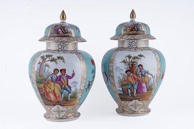 Lot 928 - A pair of Helena Wolfsohn vases and covers