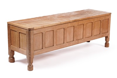 Lot 1033 - Robert ‘Mouseman’ Thompson: a panelled oak blanket chest