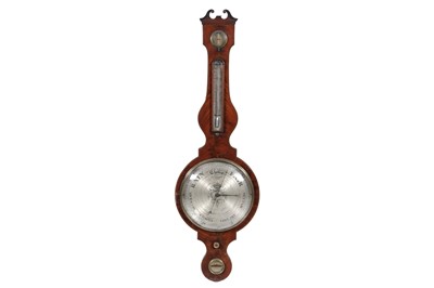 Lot 205 - A Victorian inlaid flame mahogany wheel barometer