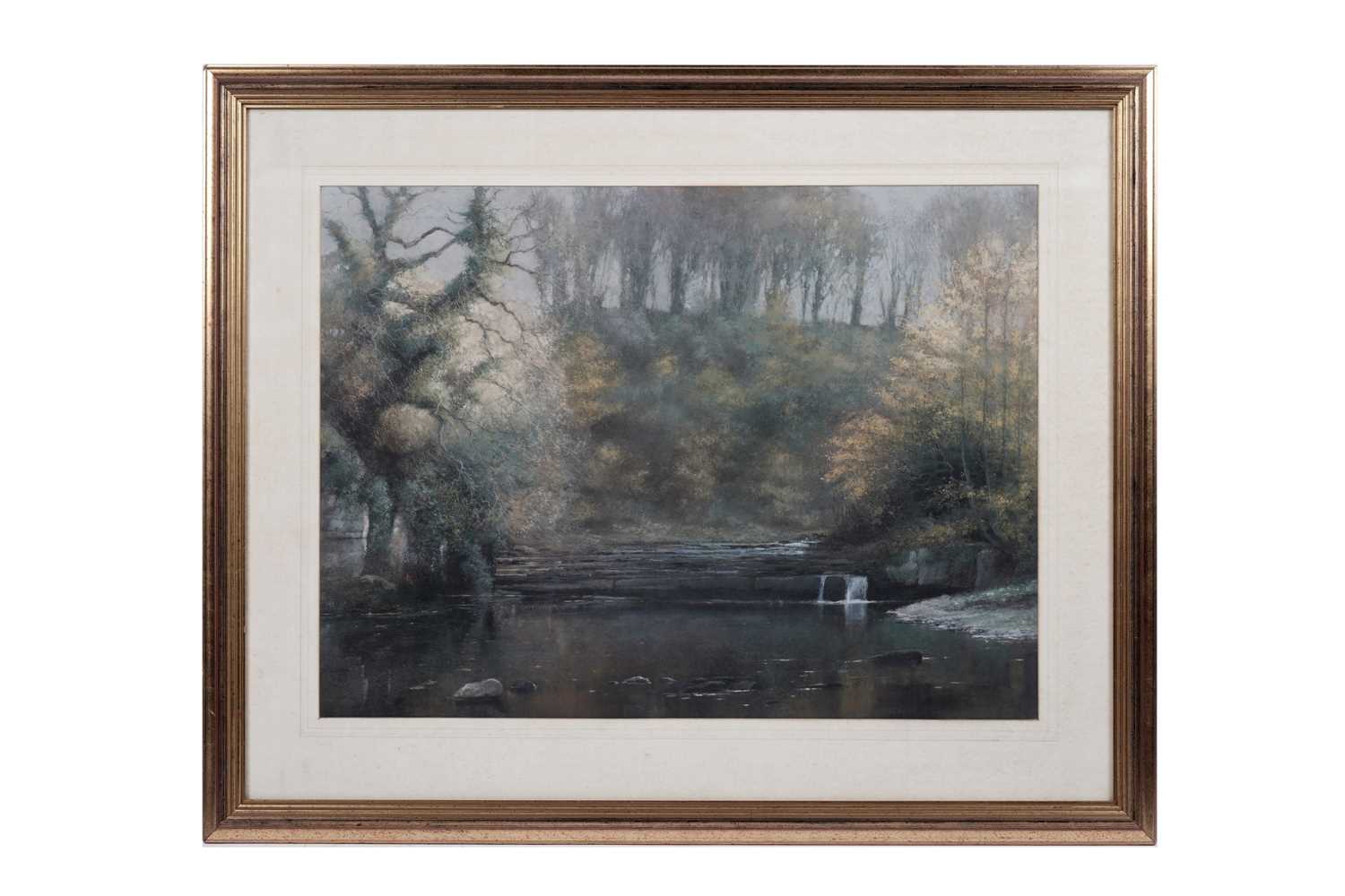 Lot 677 - Robert Turnbull - River view with trees | pastel