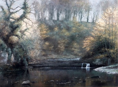 Lot 677 - Robert Turnbull - River view with trees | pastel
