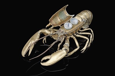 Lot 1021 - A late Victorian brass lobster inkwell