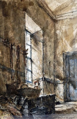 Lot 683 - Albert Henry Herbert - Stables interior | watercolour