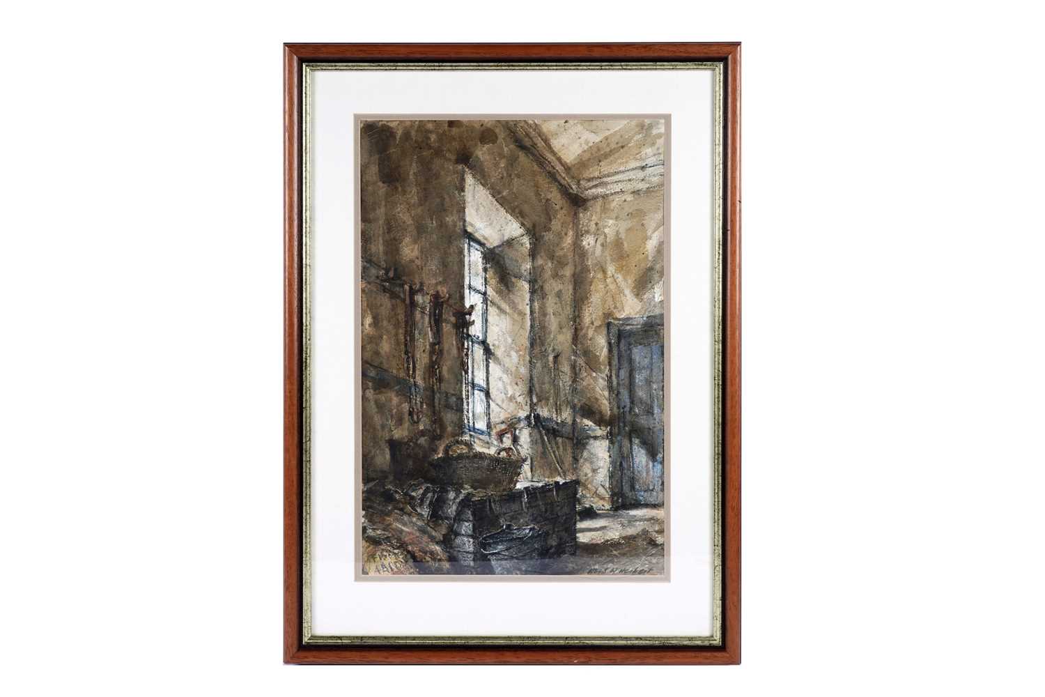 Lot 683 - Albert Henry Herbert - Stables interior | watercolour