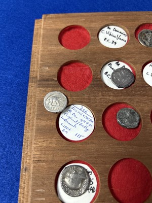 Lot 246 - A good selection of Roman and Greek ancient coinage; a cabinet and other items