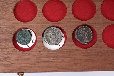 Lot 246 - A good selection of Roman and Greek ancient coinage; a cabinet and other items