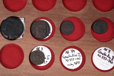 Lot 246 - A good selection of Roman and Greek ancient coinage; a cabinet and other items