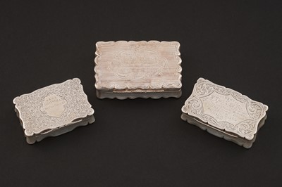 Lot 284 - A Victorian silver snuff box ; and two others
