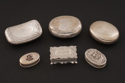 Lot 285 - An Edwardian silver engraved tobacco box; and others