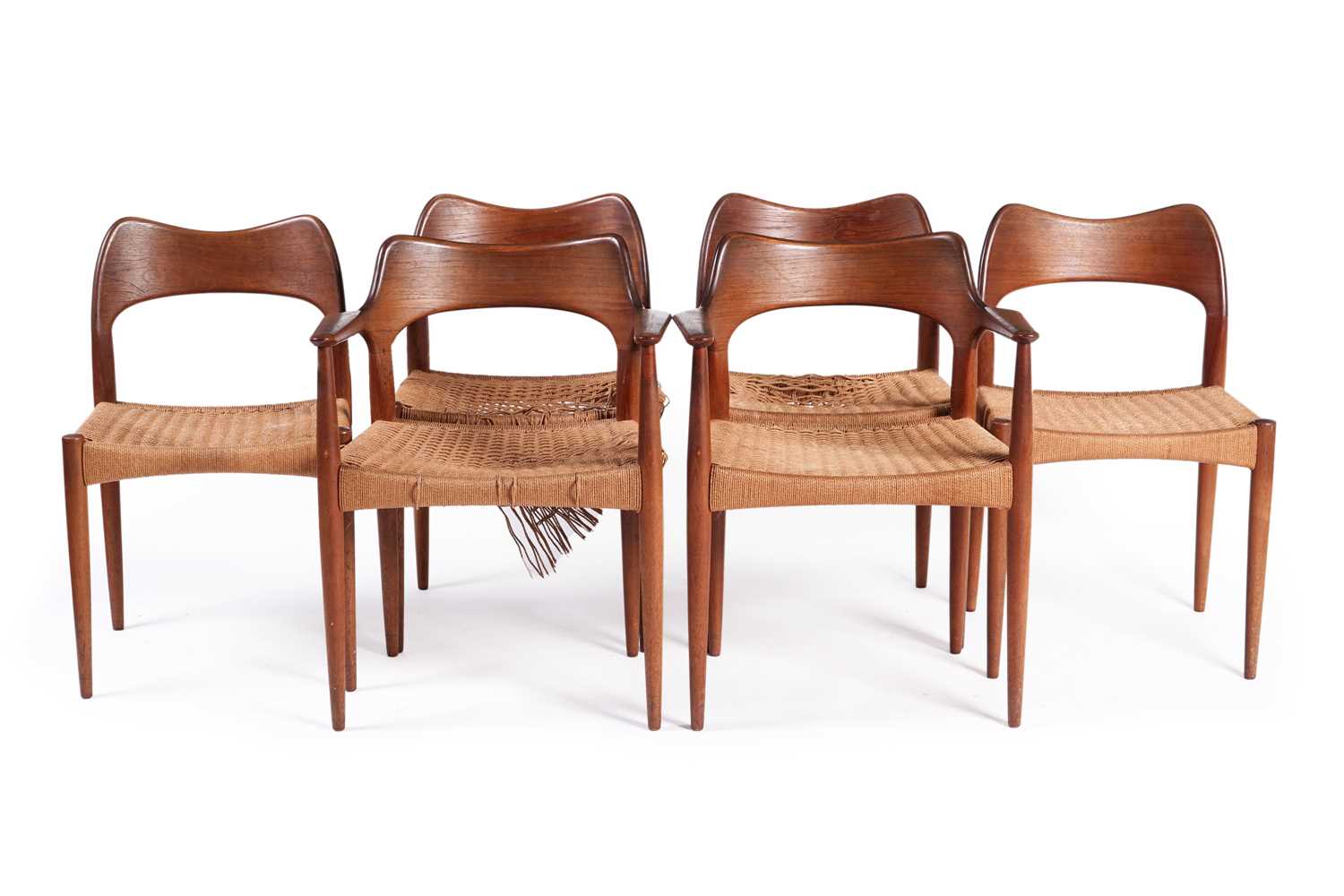 Lot 532 - Arne Hovmand Olsen for Mogens Kold: a set of six Danish teak dining chairs