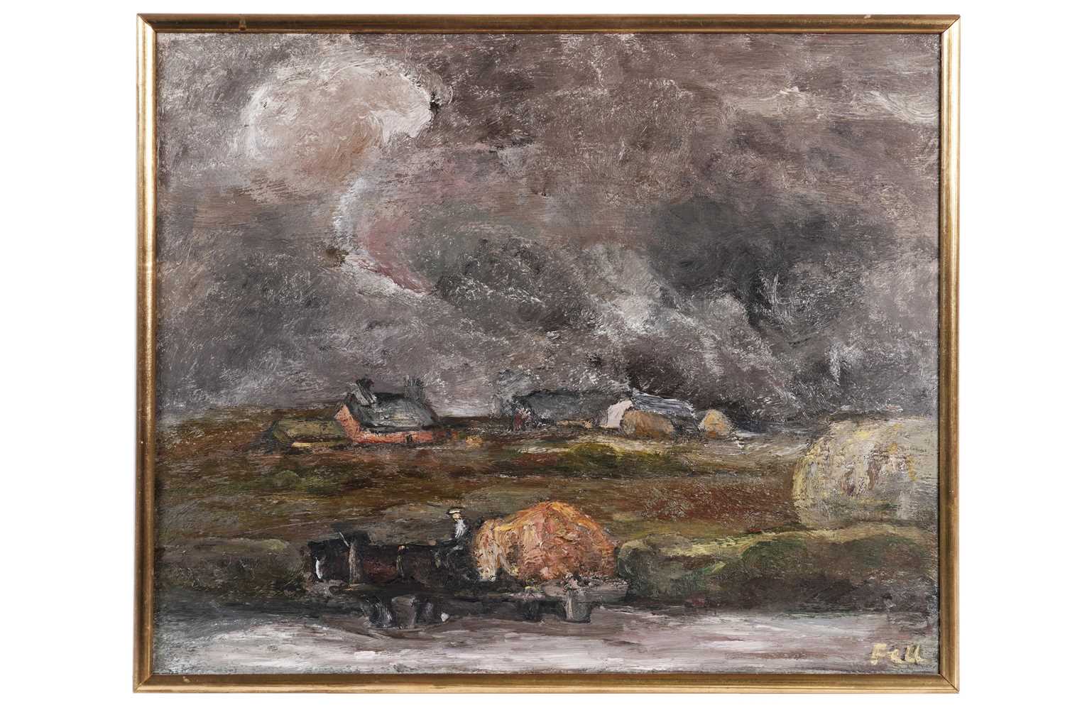Lot 716 - Sheila Fell - Haycart towards Evening, Cumberland | oil canvas