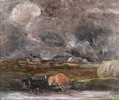 Lot 716 - Sheila Fell - Haycart towards Evening, Cumberland | oil canvas