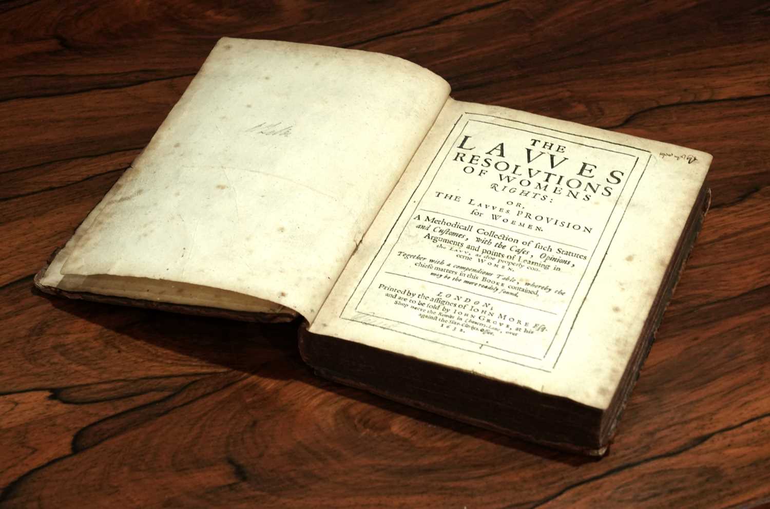 Lot 223 - Edgar's Laws Resolutions of Women’s Rights: or the Lawes, Provision for Women