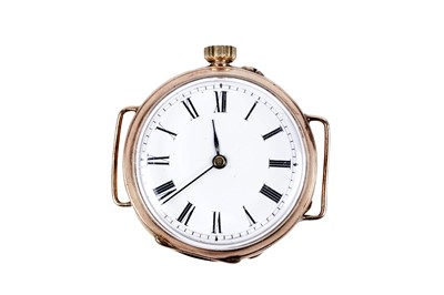 Lot 160 - An early 20th Century Swiss 14K gold cased fob watch converted to be worn on the wrist