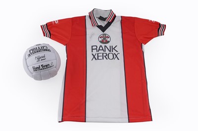 Lot 447 - Newcastle United a signed mid-1980’s football; and a signed Patrick Southampton home strip